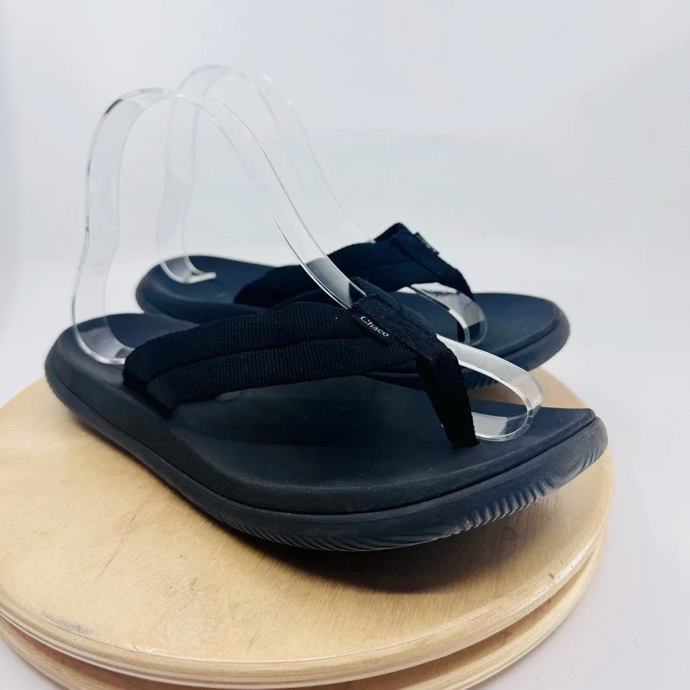 Chaco Chillos Womens 7 Triple Black Flip Flop Thong Sandals shoes
